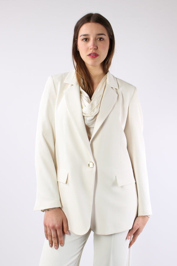 Lasty Giacca Fluida Monopetto Ivory-2