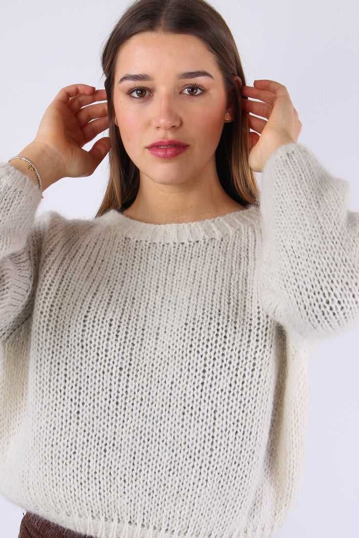 Maglia Scatoletta Filo Lurex Crema-7