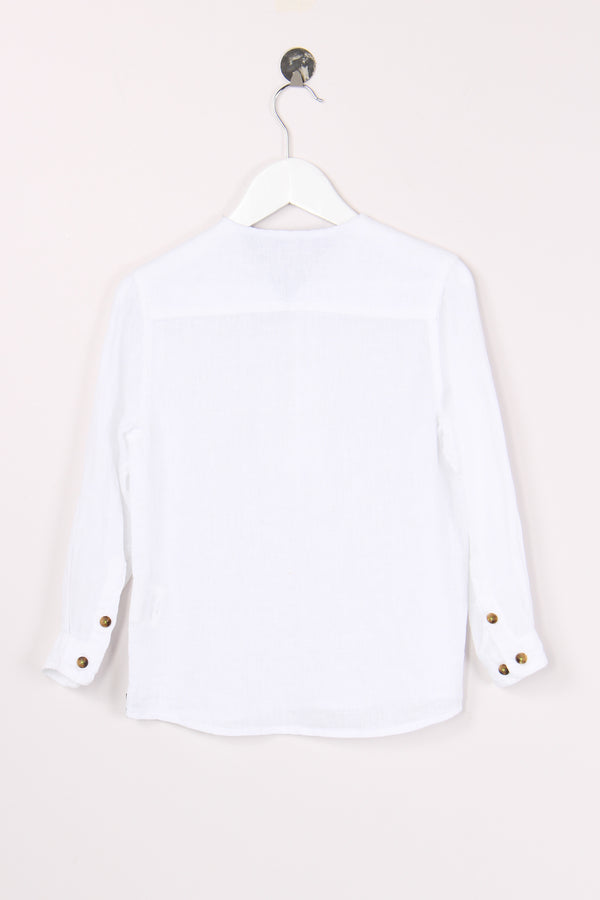 Camicia Coreana Lino Bianco-2