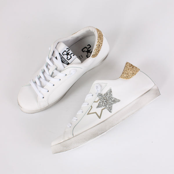 Sneakers Prime Star Glitter Bianco/argento-2