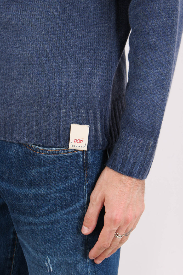 Maglia Girocollo Reversibile Blu/beige-10