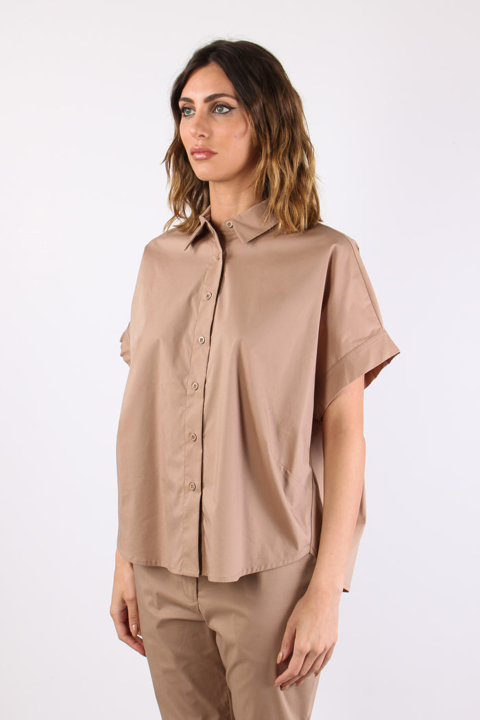 Camicia Over Squadrata Hazelnut-3