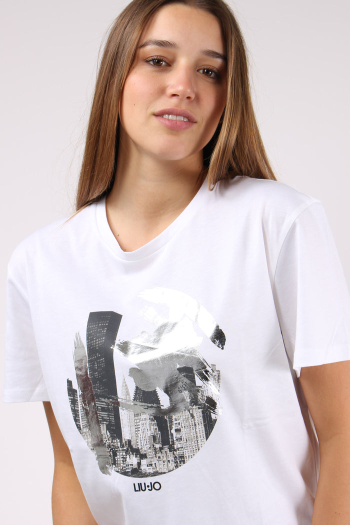 T-shirt Lamina Stampa Bianco/city-3
