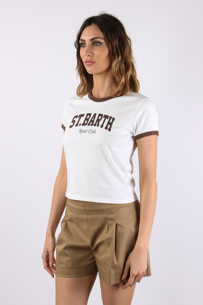 T-shirt Scritta Profilo Contrasto Bianco-3