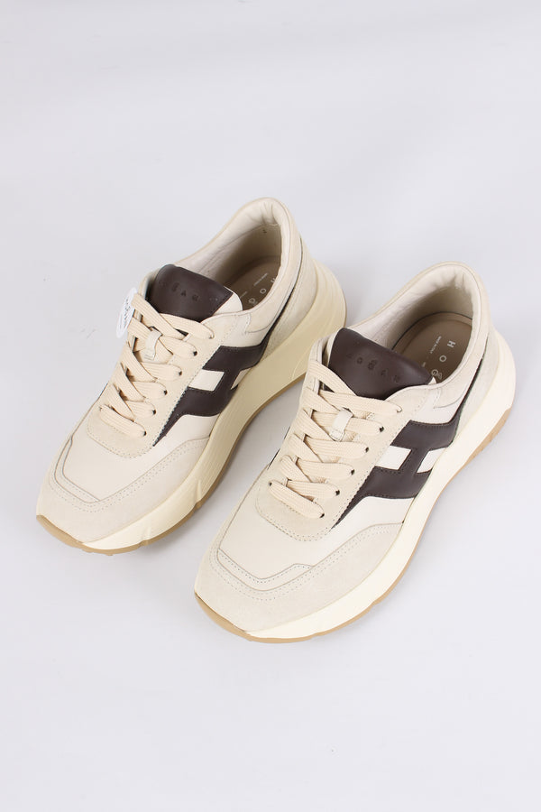 Sneaker Scamosciata Platform Avorio/marrone-2