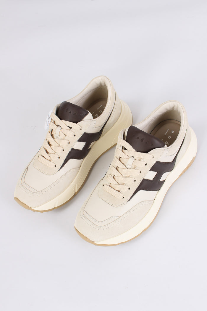 Sneaker Scamosciata Platform Avorio/marrone-2