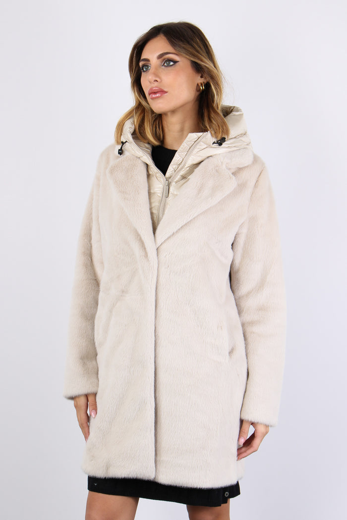 Cappotto Ecopelliccia Piuma Crystal Grey-2