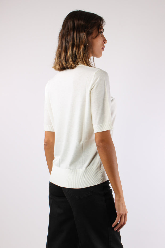 Maglia M/m Spacchetti Misto Lana Bianco-6