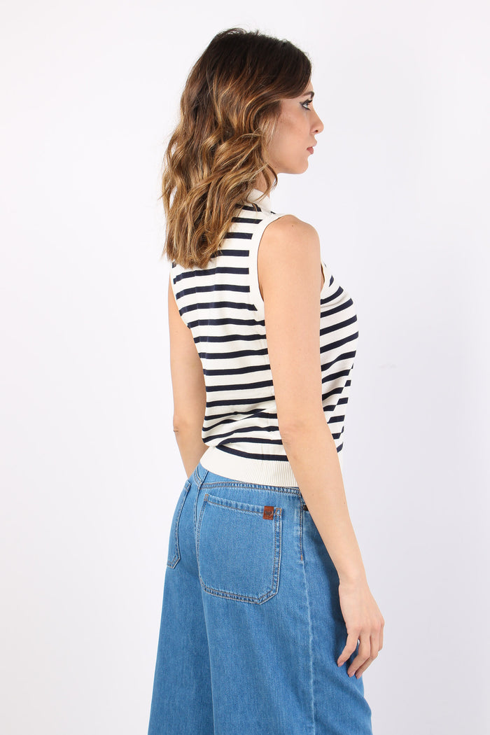 Wkdstallo Lupetto Smanicato Riga Ecru-blu-7