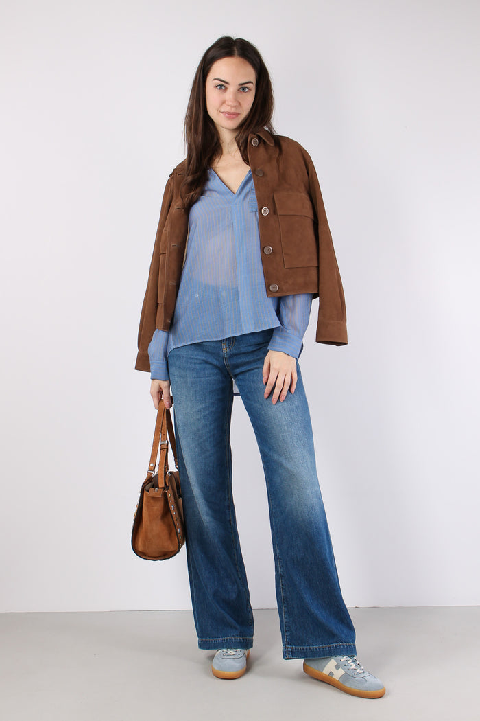 Camicia Mussola Riga Polvere/beige-5