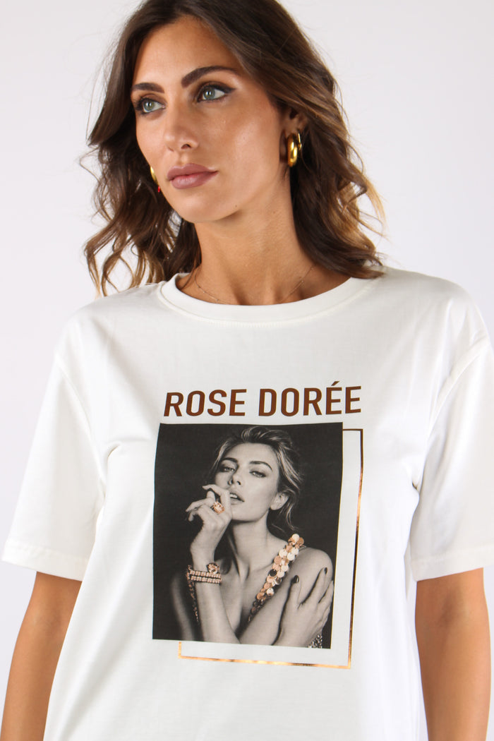 T-shirt Stampa Lamina Panna-3