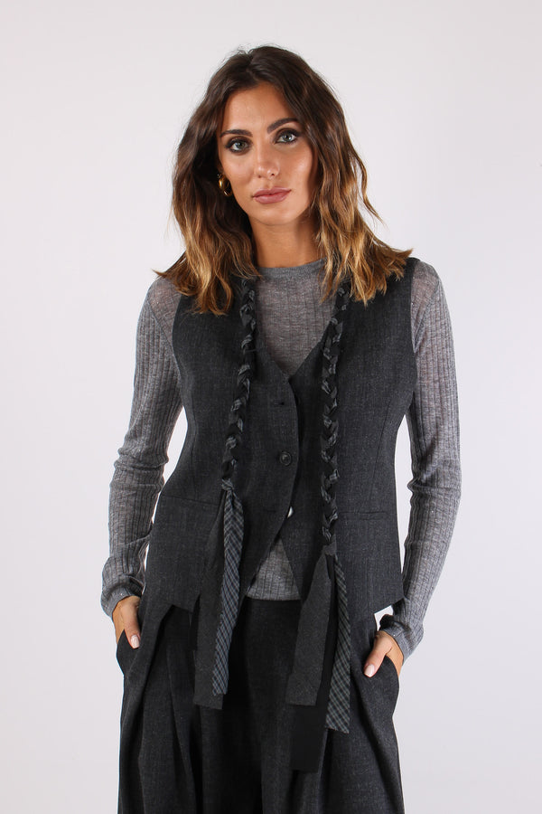 Gilet Passamanneria Intreccio Grigio-2