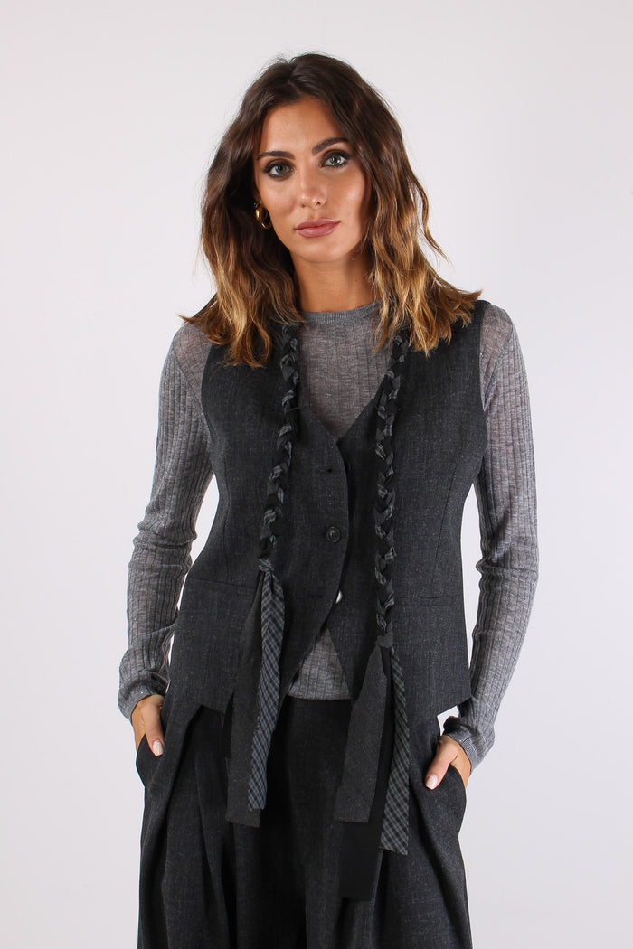 Gilet Passamanneria Intreccio Grigio-2