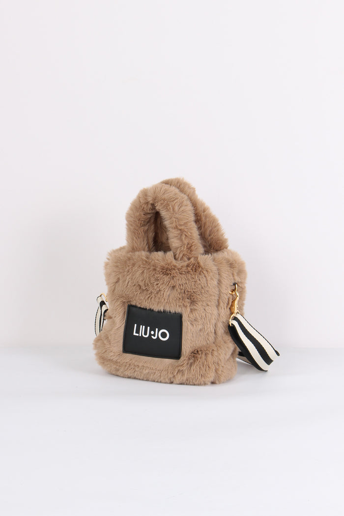 Shopping Mini Ecopelliccia Champagne-4