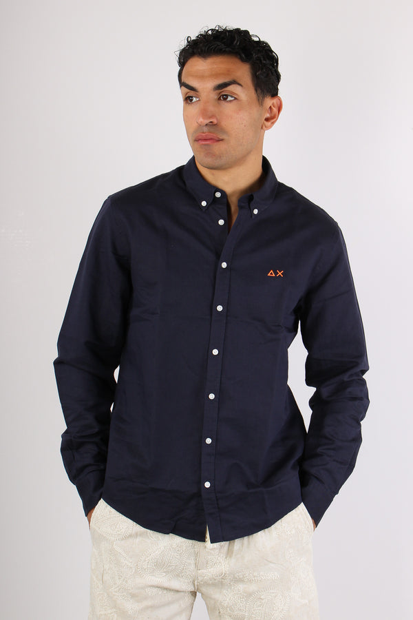 Camicia Basica Lino Navy Blue-2
