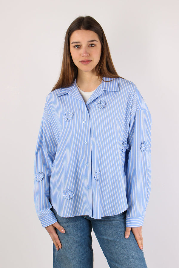 Camicia Riga Fiori 3d Azzurro-2