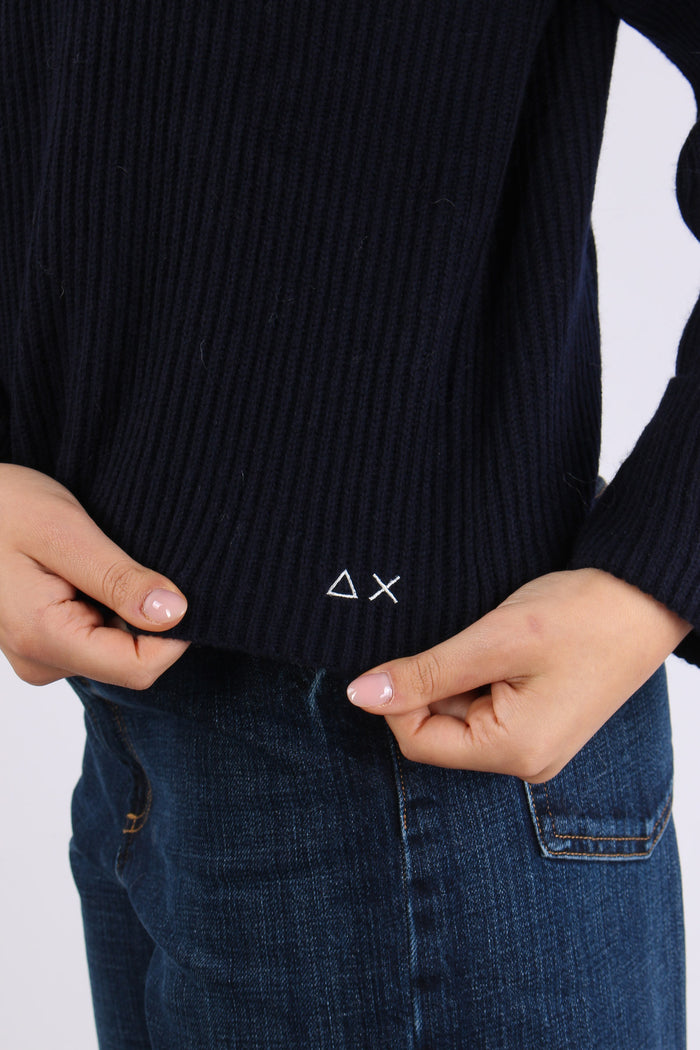 Maglia Collo Alto Costa Ingles Navy Blue-8