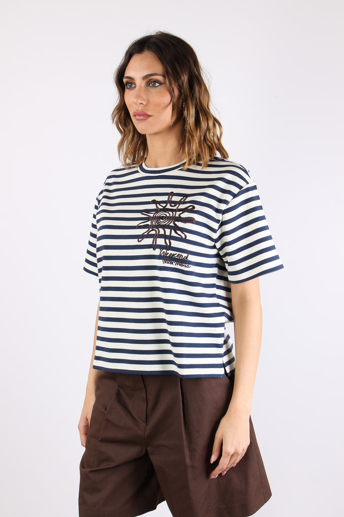Sabato T-shirt Cotone Ricami Off White-3