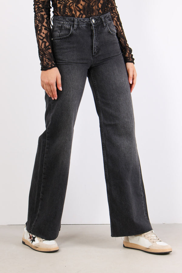 Denim Palazzo Vita Regolare Nero-2