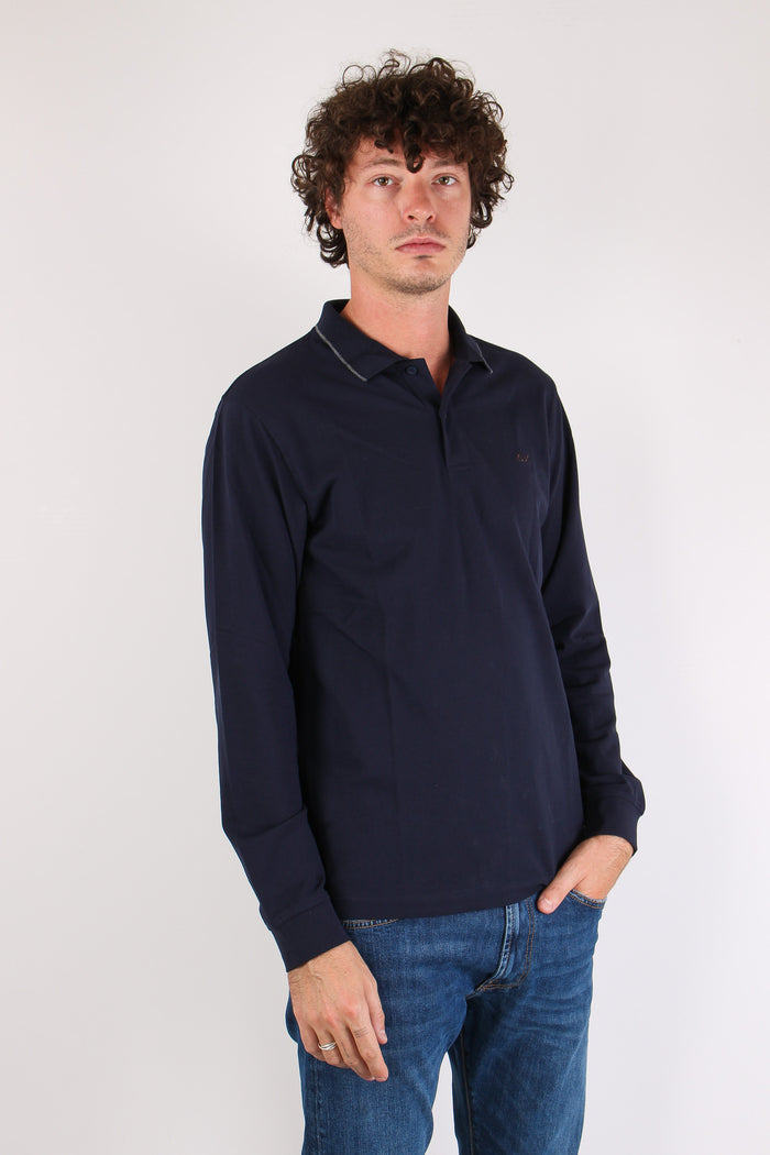 Polo M/l Profilo Contrasto Navy Blue-6