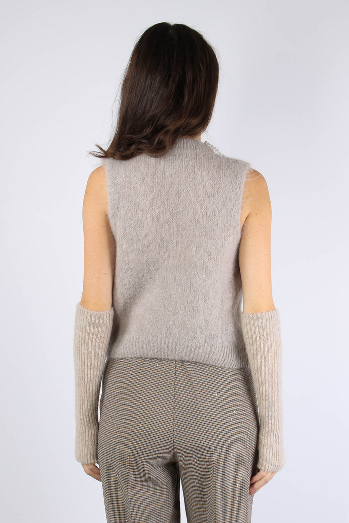 Gilet Maglia Collana Perle Nude-5