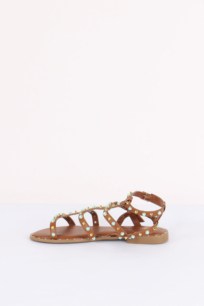Sandalo Borchia Multicolor Cammello-7
