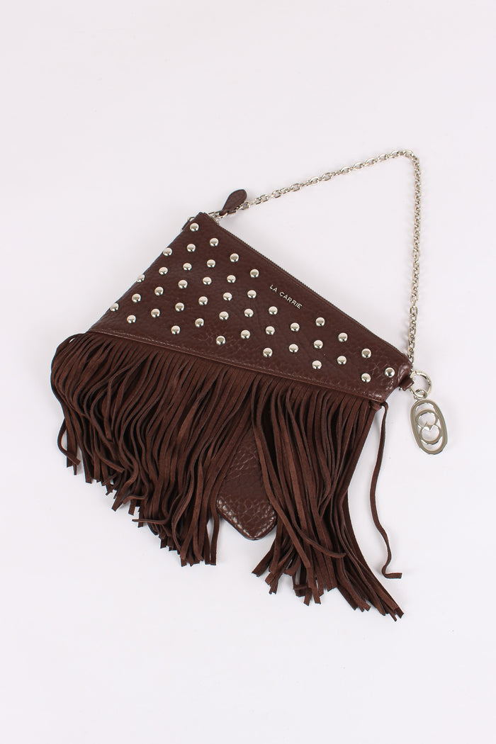 Tracolla Patta Borchie Frange Dark Brown-3