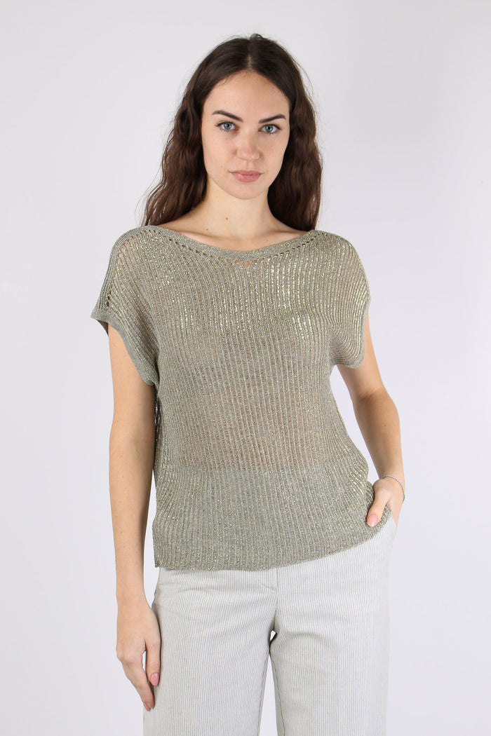 Maglia Smanicata Lurex Cenere-2
