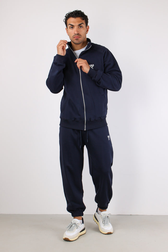 Felpa Zip Collo In Piedi Blu-4