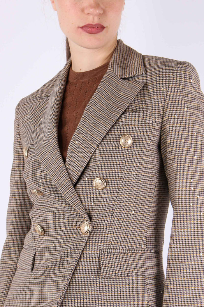 Belsa_pie Giacca Pied De Poule Biscuit-10