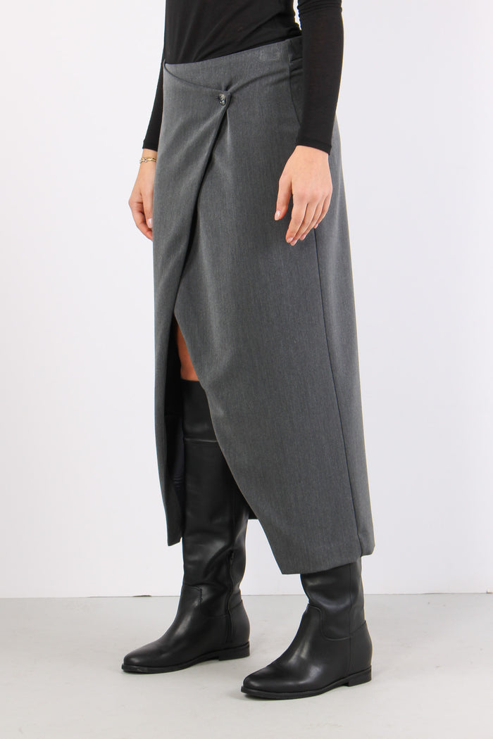Gonna Assimetrica Flanella Grigio-3