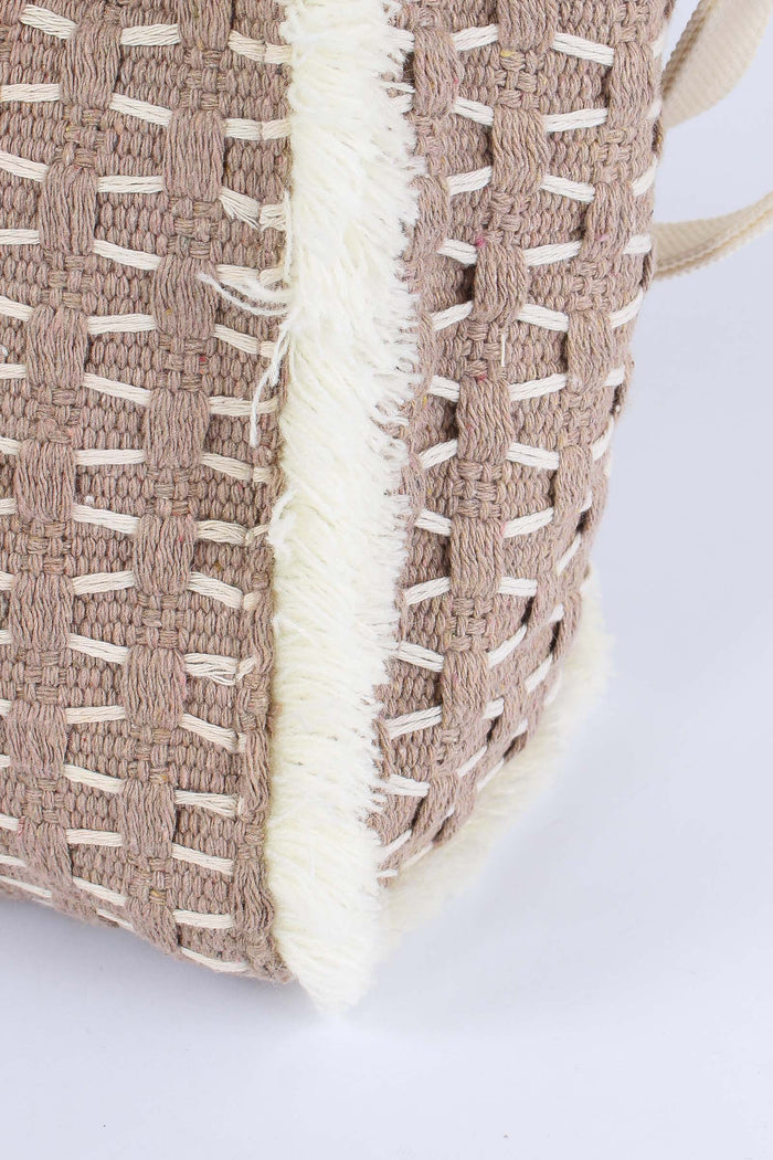 Mini Shopping Intreccio Beige-7