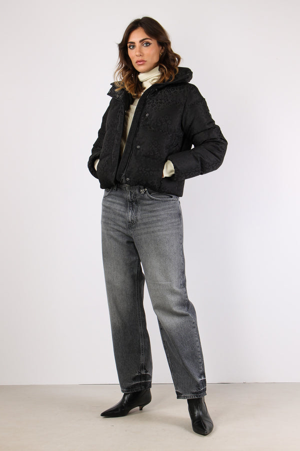 Piumino Corto Animalier Nero