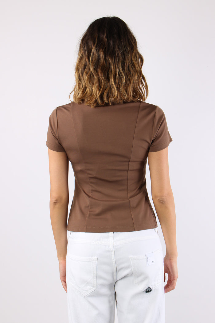 T-shirt M/m Riprese Fianchi Tabacco-4