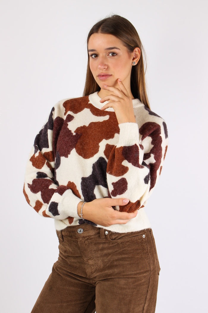 Maglia Stampa Cow Skin Panna-3