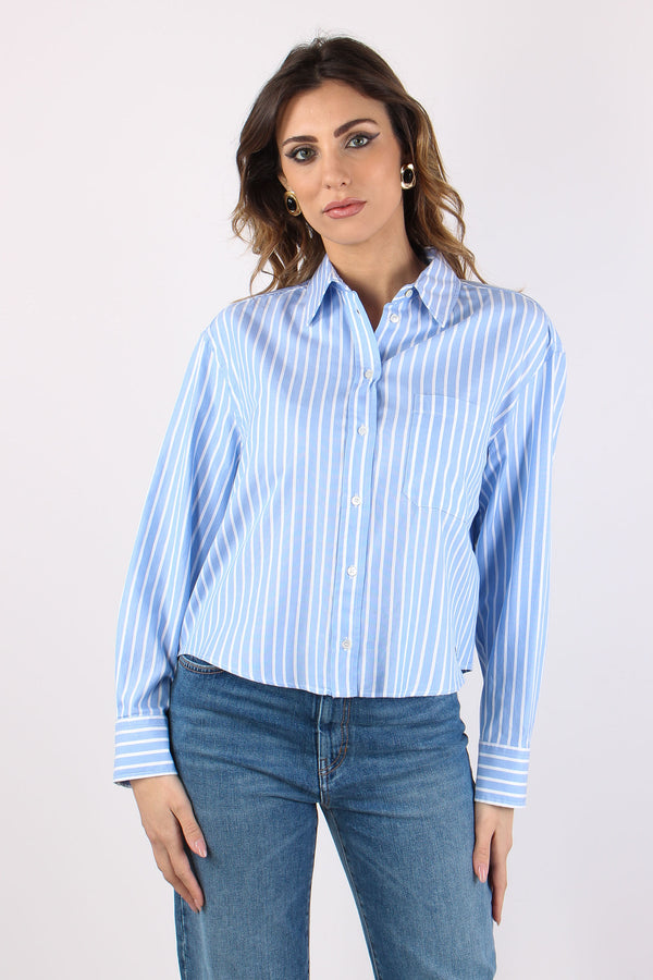 Wkdcartone Camicia Cotone Riga Azzurro/bianco-2