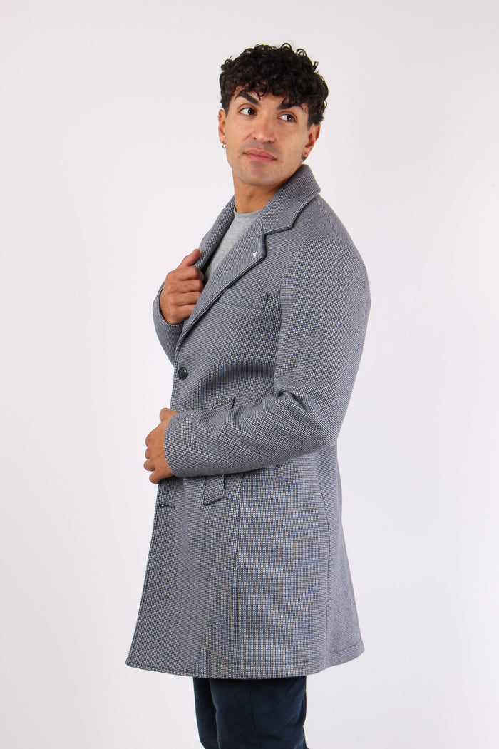Cappotto Monopetto Puntinato Blu-8