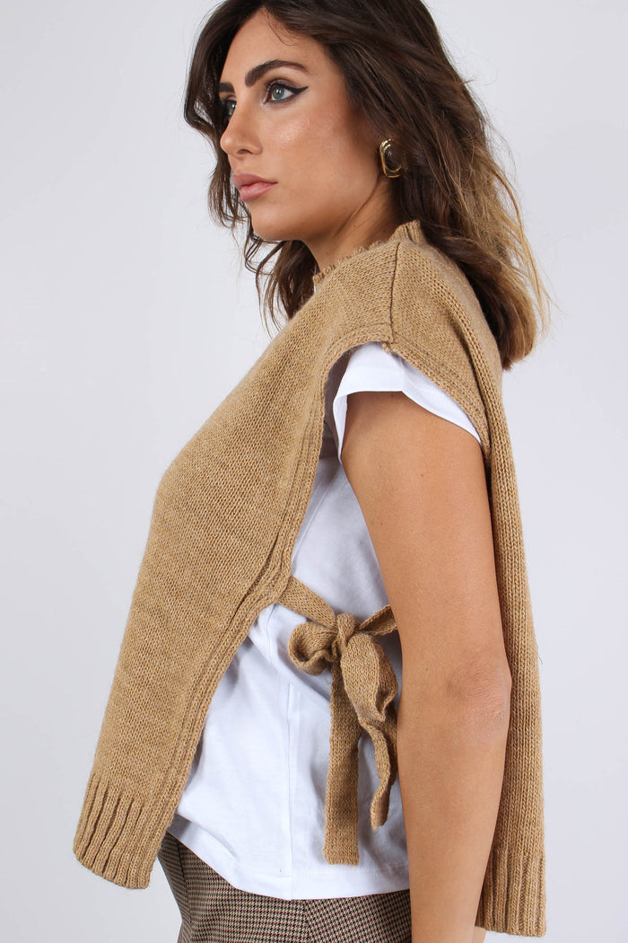 Gilet Fiocchi Laterali Cammello-5