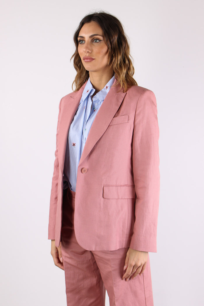 Orche Giacca Monopetto Misto Lino Rose-4