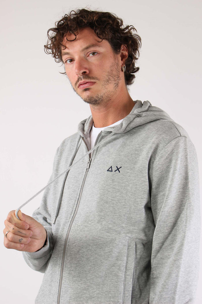 Felpa Full Zip Cappuccio Grigio-6