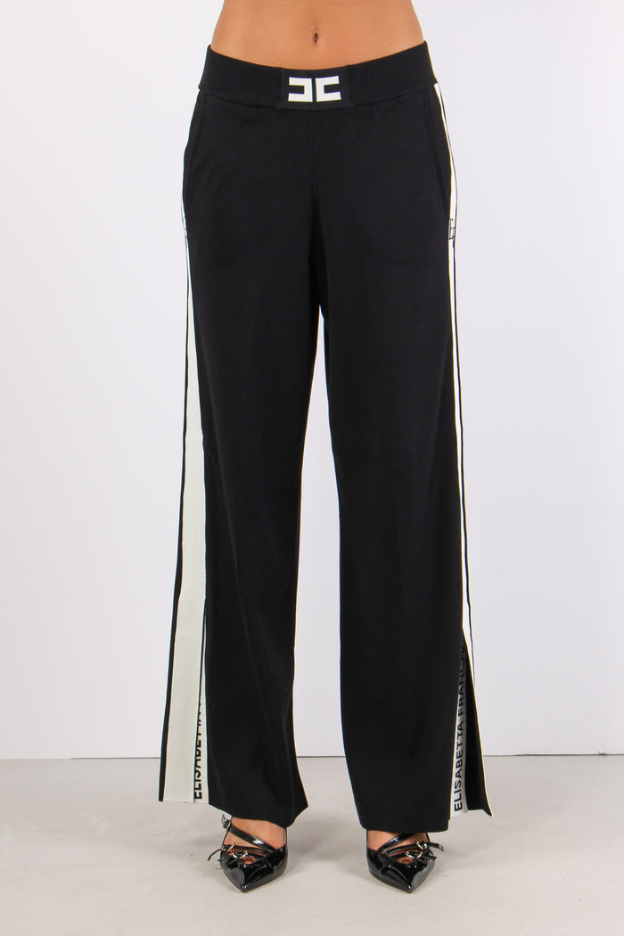 Pantalone Palazzo Tricot Nero/milk-3