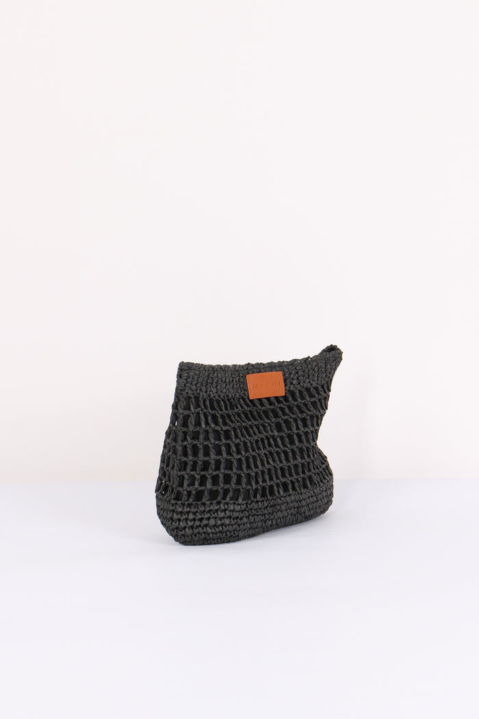 Maxi Pochette Rafia Nero-6
