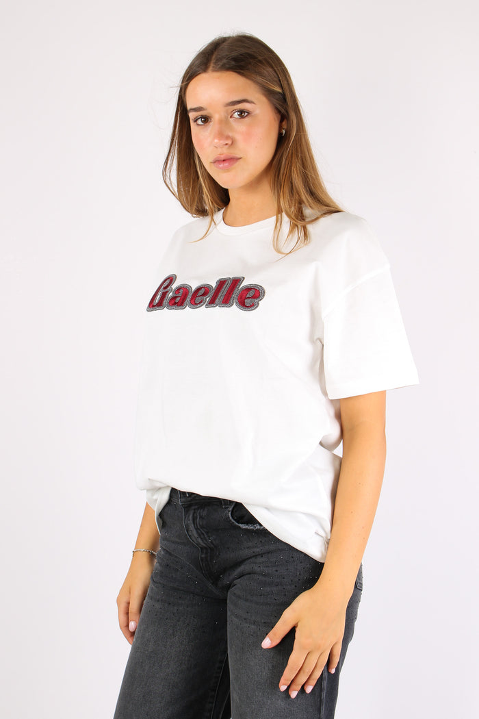 T-shirt Logo Contorno Strass Off White-9