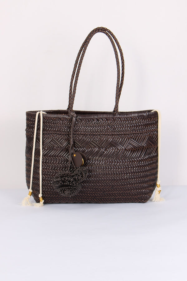 Paloma Shopping Pelle Intreccio Choco