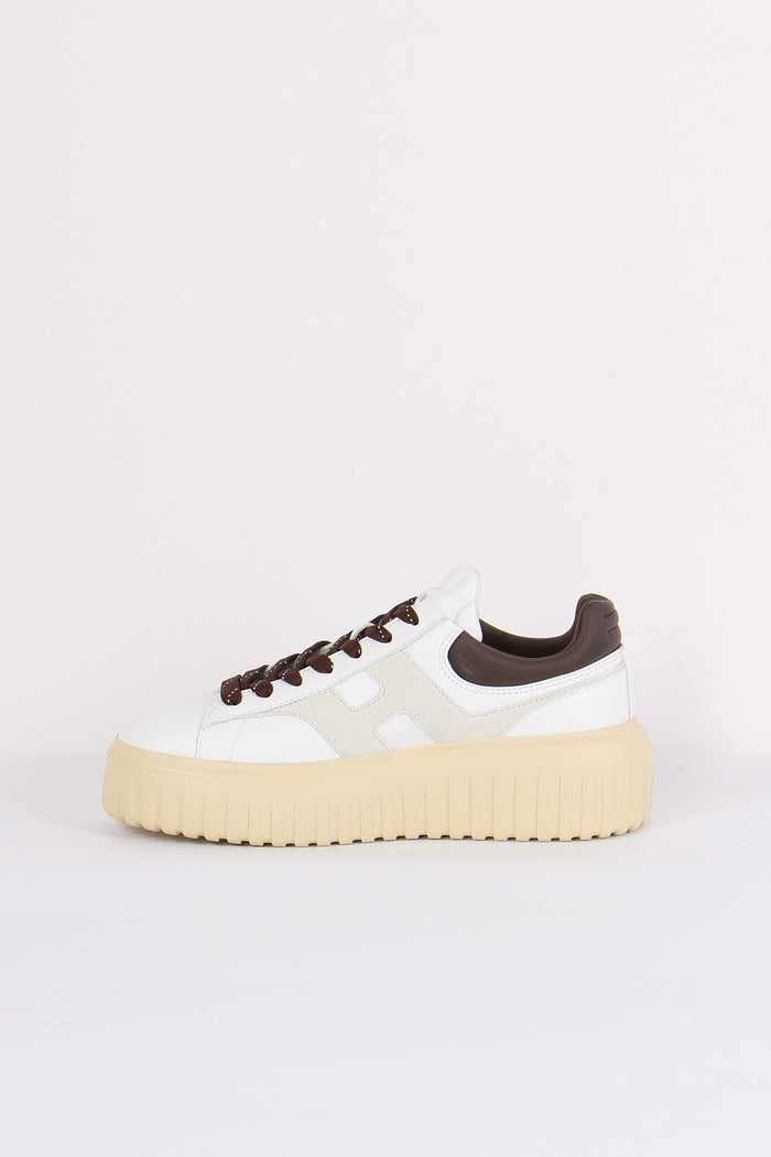 Sneaker Platform Suola Riga Bianco/marrone-6