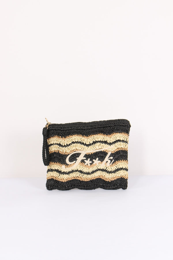 Pochette Paglia Riga Nero