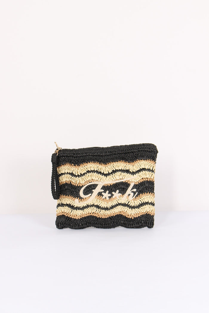 Pochette Paglia Riga Nero