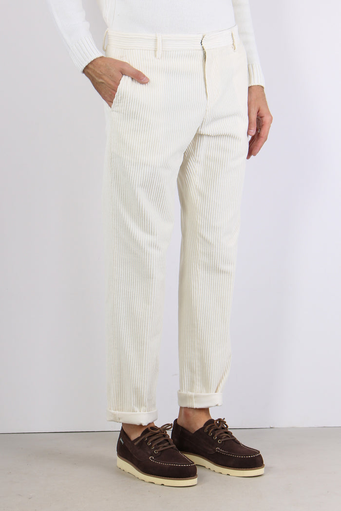 Gaubert Pantalone Velluto Rocc Panna-3