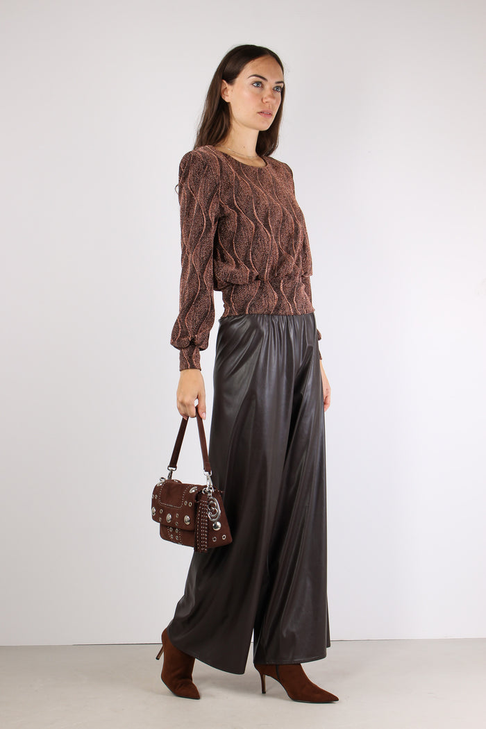 Pantalone Scampanato Ecopelle Moro-5