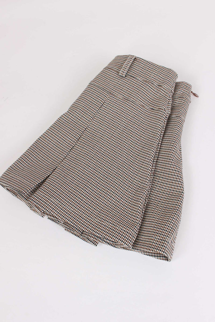 Gonna Pieghe Pied De Poule Caffe-3